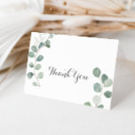 Minimalistisch groen Eucalyptus gevouwen bruiloft Bedankkaart<br><div class="desc">Deze minimalistische groen eucalyptus gevouwen bruiloft bedankkaart is perfect voor een rustieke bruiloft. Het ontwerp is voorzien van waterverf elegante groene eucalyptusbladeren. Personaliseer de binnenkant van de kaart met uw namen en een bedankbericht. Of laat het gedeelte met het bedankbericht leeg en schrijf met de hand een persoonlijke notitie op...</div>