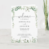 Minimalistisch groen eucalyptus gevouwen bruiloft  programma (Voorkant)