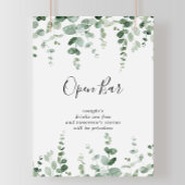 Minimalistisch groen eucalyptus huwelijks open bar poster