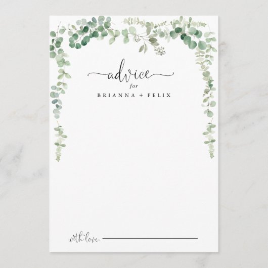 Minimalistisch groen eucalyptus huwelijksadvieskaa advieskaart (Voorkant)