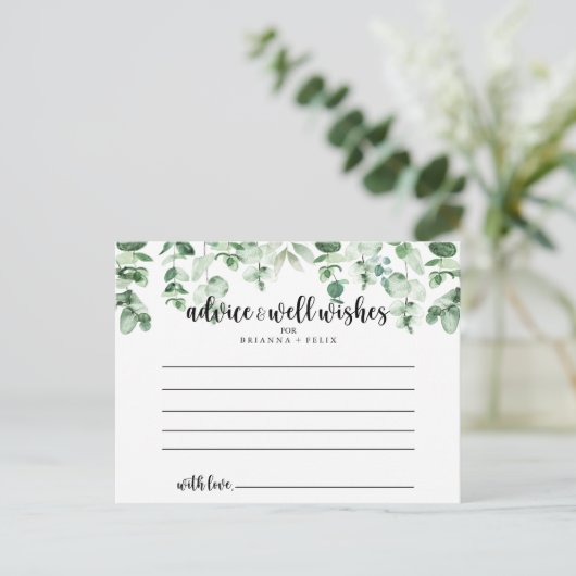 Minimalistisch groen eucalyptus huwelijksadvieskaa briefkaart (Staand voorkant)