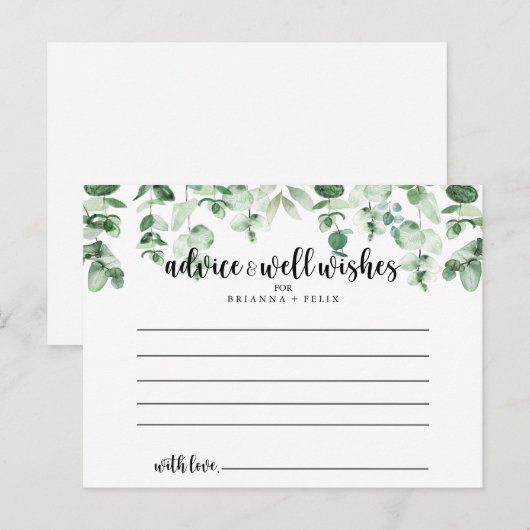 Minimalistisch groen eucalyptus huwelijksadvieskaa briefkaart (Voorkant / Achterkant)