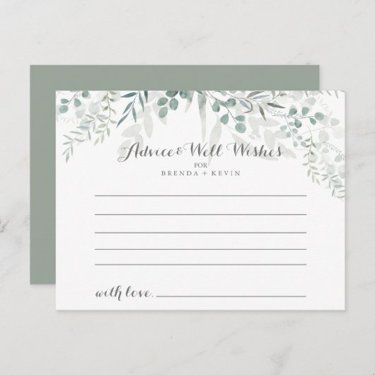 Minimalistisch groen eucalyptus huwelijksadvieskaa briefkaart (Voorkant / Achterkant)