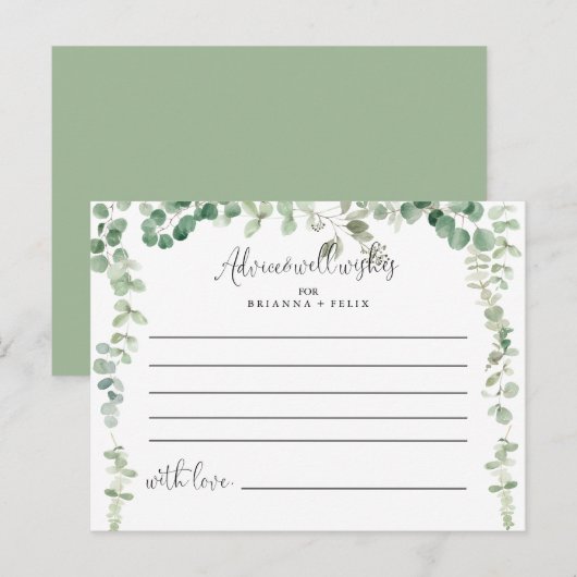 Minimalistisch groen eucalyptus huwelijksadvieskaa briefkaart (Voorkant / Achterkant)
