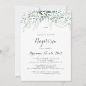 Minimalistisch groen Eucalyptus Kalligrafie Doop Kaart (Voorkant)