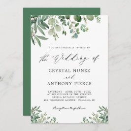 Minimalistisch groen Eucalyptus Leaves Wedding Kaart