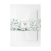 Minimalistisch groen eucalyptus monogram bruiloft uitnodigingen wikkel (Voorkant Voorbeeld)