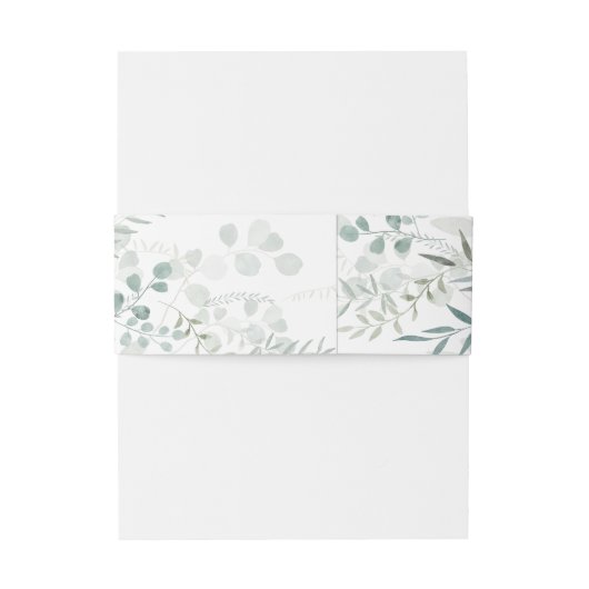 Minimalistisch groen eucalyptus monogram bruiloft uitnodigingen wikkel (Achterkant Voorbeeld)