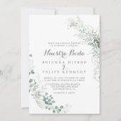 Minimalistisch groen Eucalyptus Nuestra Boda Kaart (Voorkant)