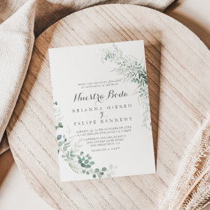 Minimalistisch groen Eucalyptus Nuestra Boda Kaart