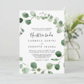 Minimalistisch groen Eucalyptus Nuestra Boda Weddi Kaart (Staand voorkant)