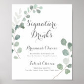 Minimalistisch groen Eucalyptus Signature Drinken Poster (Voorkant)