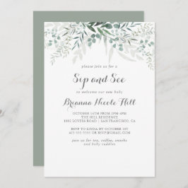 Minimalistisch groen Eucalyptus Sip and See Kaart