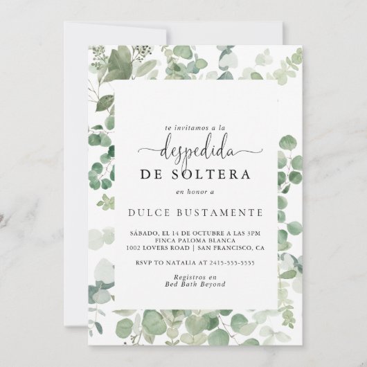 Minimalistisch groen Eucalyptus Spaans Vrijgezelle Kaart (Voorkant)