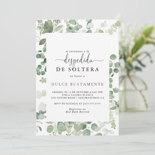 Minimalistisch groen Eucalyptus Spaans Vrijgezelle Kaart (Staand voorkant)