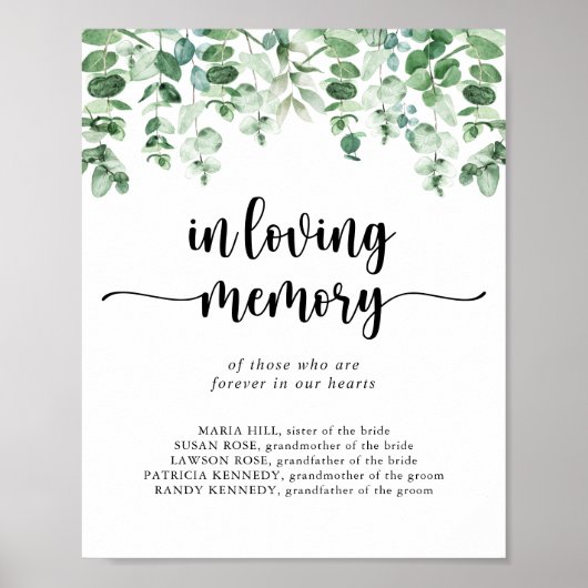 Minimalistisch groen eucalyptus ter nagedachtenis  poster (Voorkant)