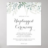 Minimalistisch groen eucalyptus unplugged ceremoni poster (Voorkant)