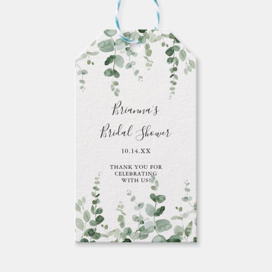 Minimalistisch groen eucalyptus Vrijgezellenfeest Cadeaulabel (Voorkant)