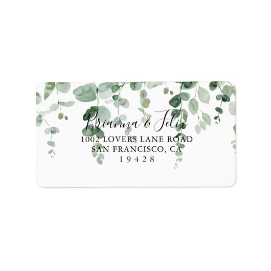 Minimalistisch groen Eucalyptus Weddenschap RSVP-a Etiket (Voorkant)