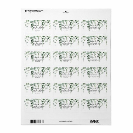 Minimalistisch groen Eucalyptus Weddenschap RSVP-a Etiket (Full Sheet)