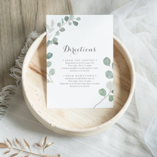 Minimalistisch groen Eucalyptus Wedding Routebesch Informatiekaartje