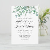 Minimalistisch groen Floral Eucalyptus Weddenschap Kaart (Staand voorkant)
