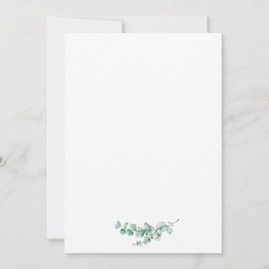 Minimalistisch groen Floral Eucalyptus Weddenschap Kaart (Achterkant)