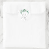 Minimalistisch groen Floral Eucalyptus Weddenschap Ronde Sticker (Tas)