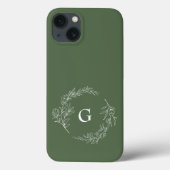 Minimalistisch groen Floral Monogram Case-Mate iPhone Case (Achterkant)