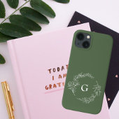 Minimalistisch groen Floral Monogram Case-Mate iPhone Case