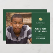 Minimalistisch groen fotoAfstuderen Kaart (Voorkant / Achterkant)