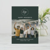 Minimalistisch groen fotobedrijf Logo Christmas Ka Feestdagenkaart (Staand voorkant)