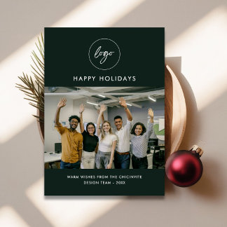 Minimalistisch groen fotobedrijf Logo Christmas Ka Feestdagenkaart