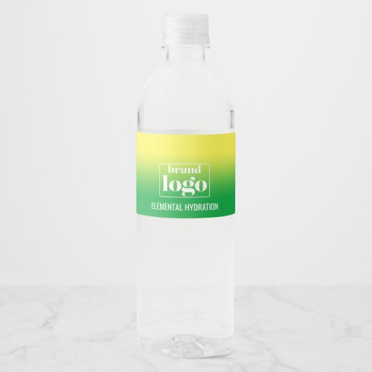 Minimalistisch groen geel verloop elementair logo waterfles etiket (Voorkant)