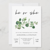 minimalistisch groen | gender reveal party kaart (Voorkant)