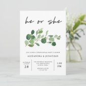 minimalistisch groen | gender reveal party kaart (Staand voorkant)