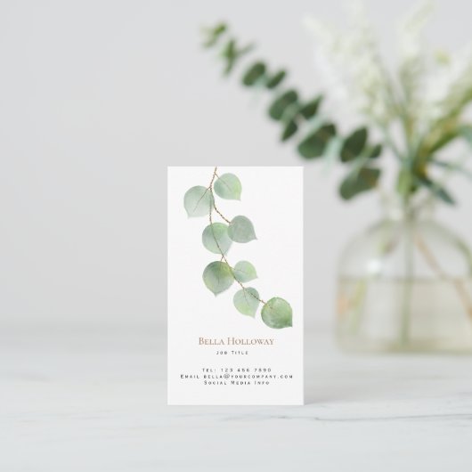Minimalistisch groen goud met eucalyptus Leaf Visitekaartje (Staand voorkant)