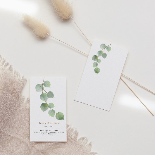 Minimalistisch groen goud met eucalyptus Leaf Visitekaartje
