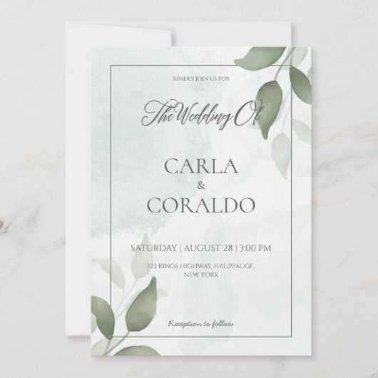 Minimalistisch groen huwelijk kaart (Voorkant)