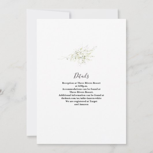 Minimalistisch groen huwelijk kaart (Achterkant)