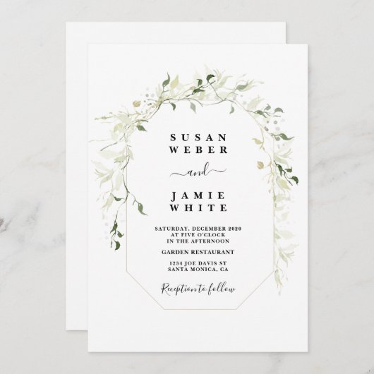 Minimalistisch groen huwelijk kaart (Voorkant / Achterkant)