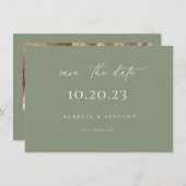 Minimalistisch groen huwelijk sparen de datum save the date (Voorkant / Achterkant)