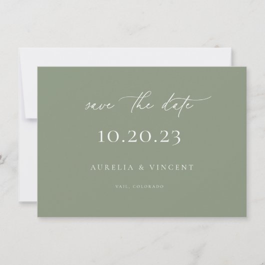 Minimalistisch groen huwelijk sparen de datum save the date (Voorkant)