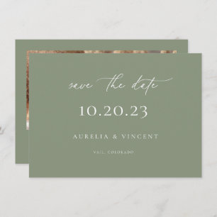 Minimalistisch groen huwelijk sparen de datum save the date
