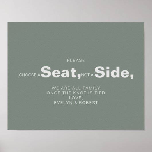 Minimalistisch Groen Kies een Zitplaats niet een Z Poster (Voorkant)