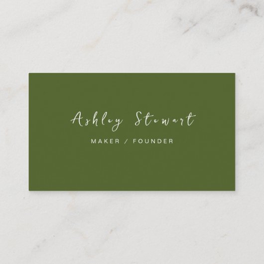 Minimalistisch groen moderne moderne merk voor mos visitekaartje (Achterkant)