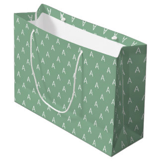 Minimalistisch Groen Monogram Zacht Groot Cadeauzakje