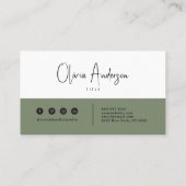 Minimalistisch groen neutraal script boho chic mod visitekaartje (Achterkant)