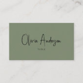 Minimalistisch groen neutraal script boho chic mod visitekaartje (Voorkant)