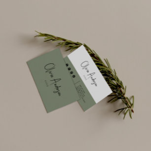 Minimalistisch groen neutraal script boho chic mod visitekaartje